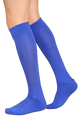 Calzini da calcio per bambini Rugby Hockey Sport Calze al ginocchio Juniors Calze da calcio alte al ginocchio Calzini da esterno Calzini per ragazzi Rugby Hockey Calcio Calzini da corsa, Blu reale, 11