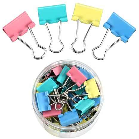 60 Piezas Foldback Clips, Binder Clips, Clips Plegables de Metal, 15 mm para Oficina Hogar Escuela 4 Colores