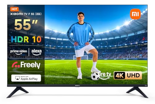 XIAOMI TV F 55, 55 Inch (140 cm), 4K UHD, Smart TV, Fire TV, HDR10, MEMC, 60Hz with 120Hz Game Boost Mode, Alexa Voice Control, Works with Apple AirPlay
