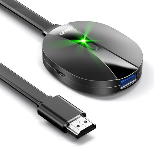 AIMIBO Adattatore Display Wireless 4K, 3 Modalità Mirroring – Diretto, DLNA, Schermo di Sincronizzazione Cablato, 2,4G & 5G @60 Hz HDMI Wireless Dongle per i*OS Android Windows mac OS su TV Monitor