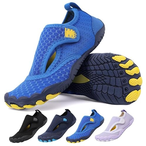 SAIBOO Zapatos de Agua Niño Niña 35 Escarpines de Playa Secado Rápido Calcetines Natación de Antideslizante Zapatillas de Piscina Descalzo Niños Calzado Descalzos para Deportes y Buceo Unisex, Azul