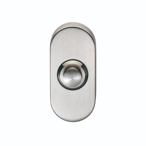Kooples Hardware Oval Bell Push Satin Stainless Steel Doorbell Button Modern Entry Chime for Wall Frame or Gate