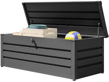 GFP Primeyard Cassapanca da Esterno 179x79x61 cm Baule da Esterno Metallo Antracite