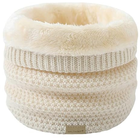 JFAN Schal kreuzgestrickter weich gefütterter doppellagiger warmer winddichter Winterschal(Beige,Einheitsgröße)