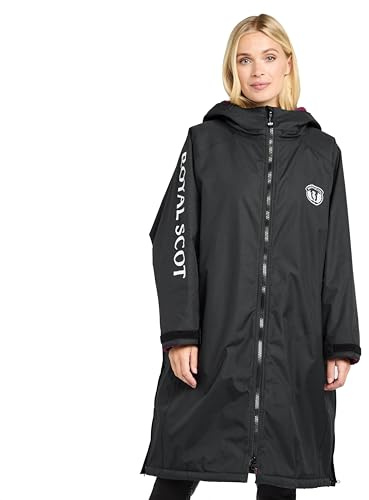 Royal Scot Neve Waterproof Riding Aquarobe Jacket, 2-Layer Fabric, Deep Pile Fleece Lined, Long Length, Oversized Fit, with Hood and Zipped Pockets
