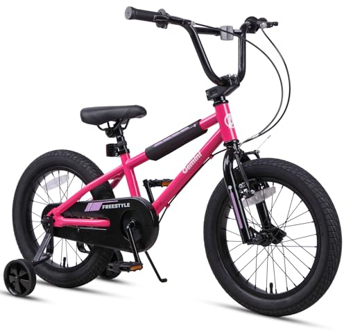 AVASTA 16 inch Little Kids Bike pour Plus de 4 Ans garçons Filles Jeunes BMX Style vélo avec Roues de Soutien Coaster & arrière V-Frein, Rose