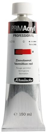 Schmincke - PRIMAcryl® Professional feinste brillante Acrylfarbe, Zinnoberrot, 150 ml Tube, 13 318 019, Premiumacrylfarbe, Acrylmalerei, Profi-Qualität