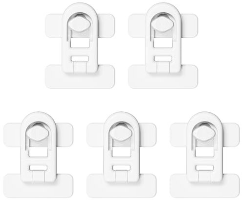 SMLOPLOM Kindersicherung Schrank, 5 Stück Weiß Kühlschrank Schloss, Baby Schranksicherung mit Ohne Bohren, Stark Klebend, für Türen, Fenster, Schränke, Schubladen,etc