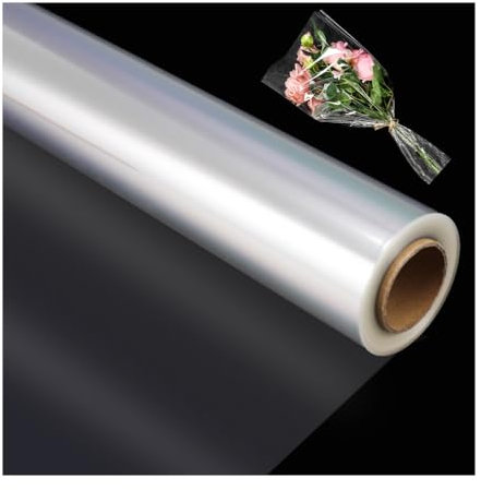 YZROHYI Rotolo Carta Trasparente per Confezioni 80 CM X 30 M,Fogli Cellophane Trasparente per Confezioni,Cellophane per Cesti Regalo,Cellophane per Imballaggio Fiori,Carta Cellophane Trasparente