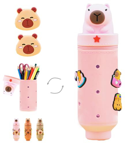 WENAUANG Capybara Silicona Estuche, DIY Capibara Lápices, Telescópica Papelería, Estuche para Lápices de Mesa, Niña, Niño, Escuela, Oficina Suministros