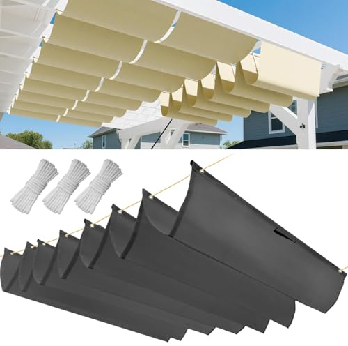 Einziehbar Welle Sonnensegel, Verstellbar Schattenabdeckung, Wasserdicht Sonnenschutz Sonnenschutz Schutz vor UV- Strahlungen für Pergola Garten Schattenabdeckung 1x3.5M(BxL) - Dark Graphit