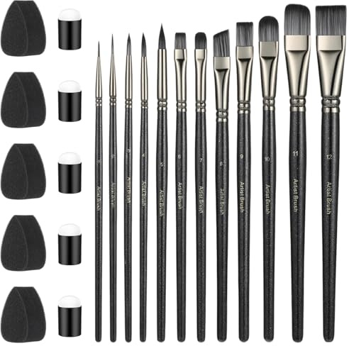 22 PCS Face Paint Brushes and Sponges Set, Face Painting Brushes for Acrylic Painting, Watercolor, Oil, Gouache for Christmas Halloween Cosplay Party