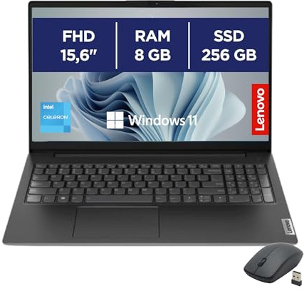 Lenovo - Notebook Pc Intel N4500 2.8Ghz - Display 15,6 FHD - Ram 8Gb DDR4 SSD Nvme 256Gb - Hdmi, Usb 3.0, Wifi, Bluetooth, Webcam - Pc Portatile Win 11 Pronto All'Uso