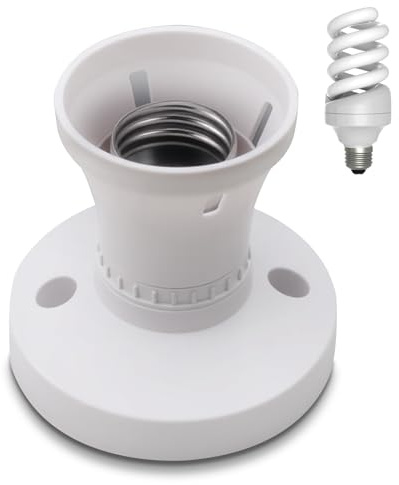 Snugcore E27 Lamp Holder, E27 Light Fitting Bulb Holder, Standard Lamp Socket for LED Incandescent CFL Bulbs, Durable Light Fitting for Home and Office Use