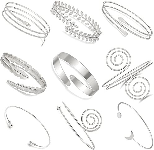 WAINIS 9 PCS Pieces Arm Cuff Upper Arm Band Cuff Bracelet Bangle for Women Adjustable Armband Set