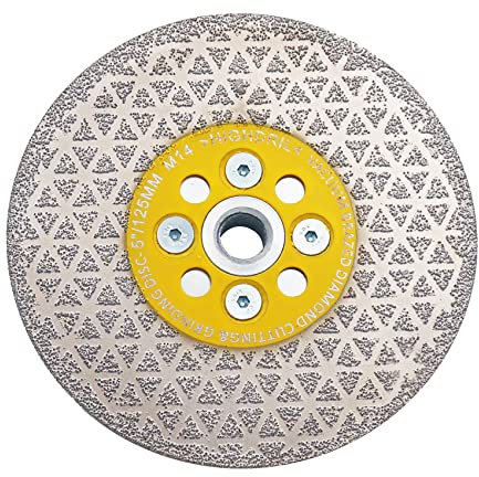 HIGHDRIL Disco Diamantato Gres Porcellanato - 125mm x M14 Brasatura Sotto Vuoto Disco da Taglio e Rettifica per Marmo Granito Ceramica Piastrelle Calcestruzzo