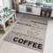 TAPISO Floorlux Teppich Küchenteppich Kurzflor Sisal Optik Flachgewebe Grau Schwarz Schrift Coffee Modern Design Wohnzimmer Küche Flur 160 x 230 cm