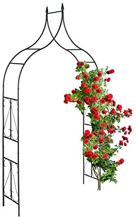Relaxdays Rosenbogen Metall, Torbogen Garten, HxBxT: 270 x 145 x 37 cm, Stabiler Rankbogen für Kletterpflanzen, schwarz