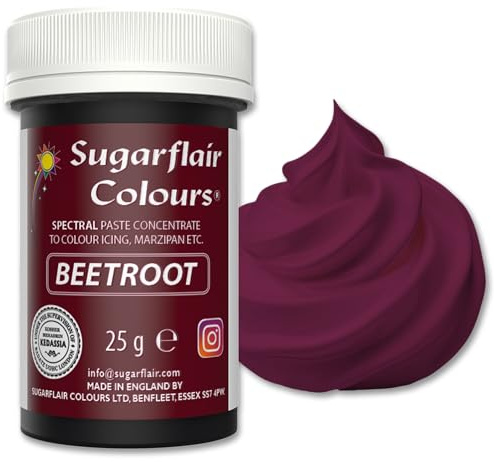 Sugarflair Lebensmittelfarbpaste Beetroot, Konzentrierte Spectral Lebensmittelfarbe für Buttercreme, Zuckerpaste, Zuckerguss, Kuchenmischungen, Macarons und mehr! - 25g
