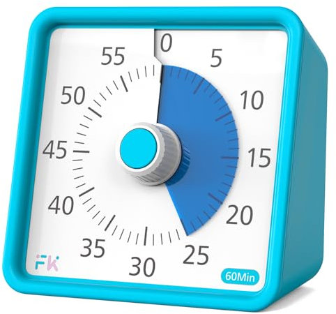 Cronómetro Visual de 60 Minutos, Temporizadores para niños y Adultos, Temporizadores silenciosos para Clases o reuniones, escuelas Familiares, Cocina (Azul)