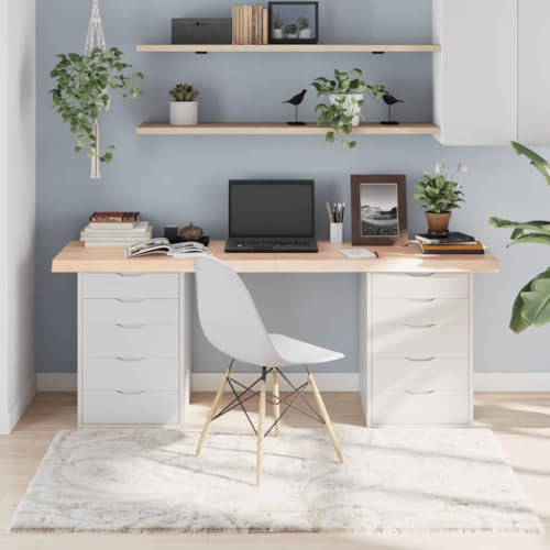 TEHTX7 Tischplatte Schreibtischplatte Bürotischplatte für Schreibtisch, Esstisch 180x60x(2-6) cm Massivholz Eiche Unbehandelt