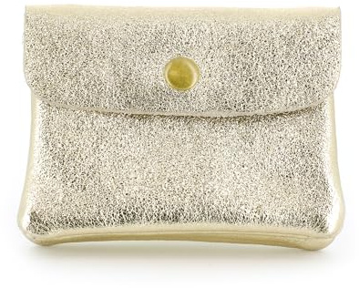 Double Tree | Petit Porte-Monnaie Femme Cuir Irisé Doré Court