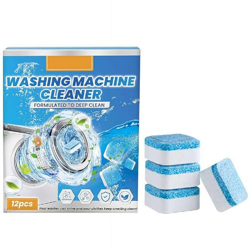 Washing Machine Cleaner Descaler 12 Pack, Washing Machine Cleaner Tablets for Deep Cleaning Of Front And Top Loading Washing Machines, Including He12 Piece Washing Machine Cleaning Solution