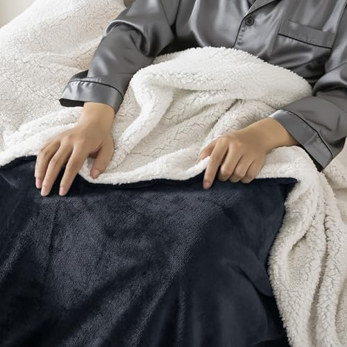 R.SHARE Kuscheldecke Flauschig Sherpa Decke Sofadecke Fleecedecke Sofaüberwurf Couchdecke Wohndecke Überwurfdecke Warm Winter Weich Für Bett Sofa,130 x 150 cm,Anthrazit