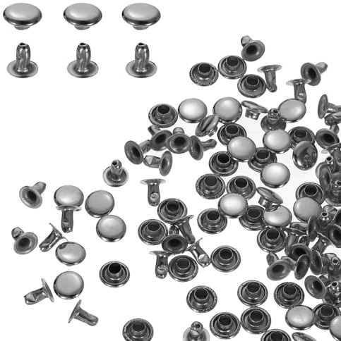 QUARKZMAN 200 set med nitar med enkelskrov 7 mm kolstål runt huvud munstycken fästanordningar metallrörformiga studs för reparationer, dekoration, hantverk, läder, gunmetal