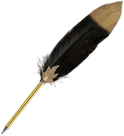 Odoukey Luxuriöse und schöne große Kugelschreiber mit Straußenfedern für Hochzeit, Empfang, Party, Geschenke, schwarzer Federstift, Federkiel, Federkiel, Stifte