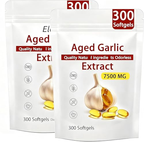 Particelle di aglio invecchiato, inodore, stagionato 2 anni, 7500 mg, 300 capsule,2pcs