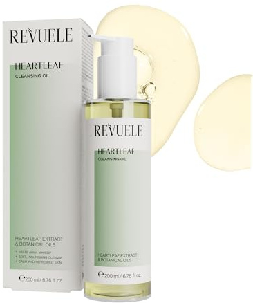 REVUELE Olio Detergente con Houttuynia e Oli Botanici – Rimuove Trucco, SPF e Impurità, Deterge Delicatamente Senza Seccare, Pelle Morbida, Fresca ed Equilibrata, 200 ml