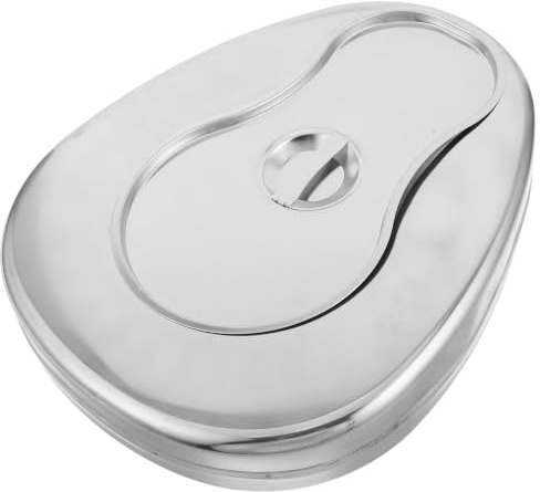 SWETRACE Rostfritt Stål Bärbar Sängpanna med Lock Spillfri Design med Halkfri Bas Stabil och Lätt att Rengöra för Äldre och Sängliggande Patienter vid Hem Sjukhusvård