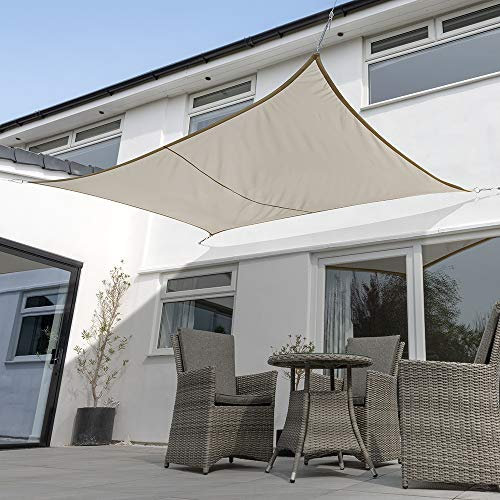 Kookaburra Waterproof Garden Sun Shade Sail Canopy in Mushroom 98% UV Block (6m x 5m Rectangle)