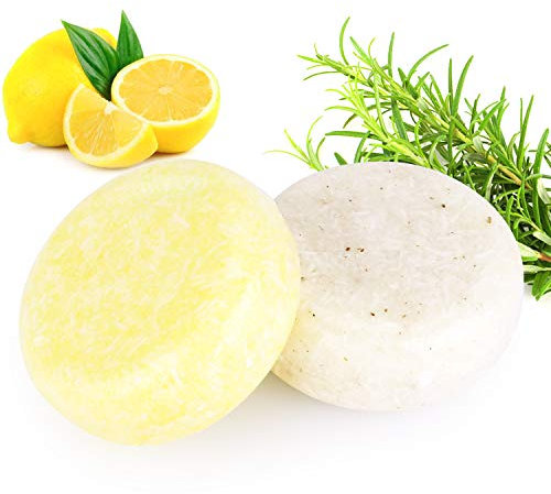 PHOGARY 2 Stücke Haar Shampoo Bar, Haar Seife Verschiedene Duft-Pflanzenessenz-Shampoo für trockenes u. Geschädigtes Haar, 3.88 oz (Rosmarin + Zitrone)