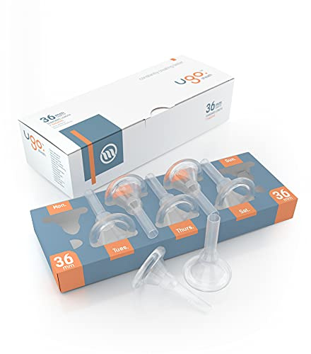 Ugo Guaine (x28) - 1 mese di fornitura di guaine esterne per cateteri urinari - Autoadesivo e Privo di Latex (Diametro - 36mm, Lunghezza - Standard)