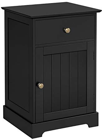 Yaheetech Nachtschrank Nachtkommode Boxspringbett Nachttisch mit 1 Schublade und verstellbarem Einlegeboden Moderner Beistelltisch für Schlafzimmer/Wohnzimmer 40 x 35 x 60 cm, Schwarz