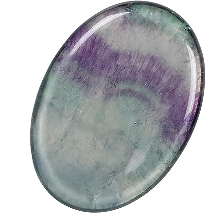 Nupuyai Pierre d'inquiétude pour le pouce en cristal poli, pierre de poche pour la guérison de l'anxiété par le Reiki et le soulagement du stress, Fluorine