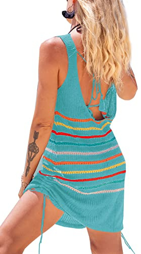 YOUKD Tunique au Crochet pour Femme Tops Dos Nu Couverture de Plage Poncho Robe de Plage d'été