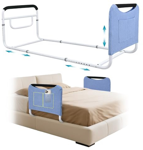 Mybow Double Bed Rail, U Bar for Medical Bedside Safety Assisting Rails, Railing Support for Elderly Adults Under Mattress Handrail, Hospital Dual Bed Rails for Seniors Twin Full Queen Adjustable Rail