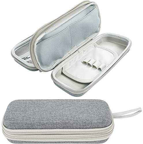 ProCase Trousse Scolaire 2 Compartiment, Trousse Rigide Antichoc Multi Poches, Durable et Anti-Salissant, Garçon ou Fille, Étudiant ou Écolier -Gris