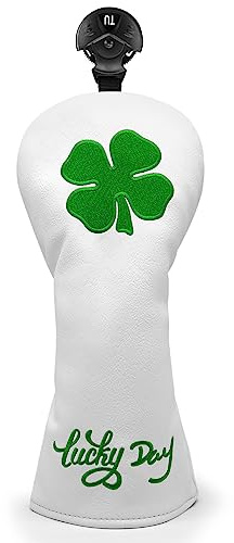 Montela Golf Fundas para Palos de Golf Lucky Clover, Cubierta de Madera para Cabeza de Fairway, Cubierta híbrida de Cuero, 3 Fundas de Madera para Cabeza de Golf para Scotty Cameron Taylormade