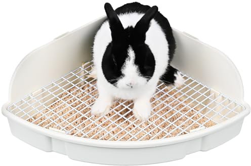 RUBYHOME Rabbit Litter Box Large Bunny Guinea Pig Corner Litter Box Potty Trainer Bigger Pet Pan Hamster Bedding Cage Litter Fanshaped for Adult Guinea Pigs Chinchilla Ferret, 20 in x 13.2 in x 6 in