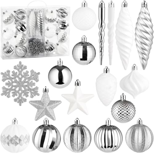 BRUBAKER 50 Stück Premium Christbaumschmuck - Weihnachtskugel Set