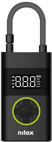 Nilox Mini Compressore Portatile con batteria 4000 mAh, Compressore Aria Portatile Auto, Bici, Moto, Scooter e Palloni, con schermo LCD e torcia LED, pressione 150 psi