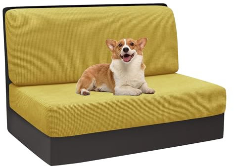 Set of 2 Cushion Covers for RV Seats Diner Cushion Cover for Motorhome Bench with Backrest (Yellow 1 Pair)