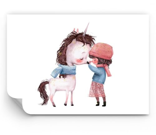 ARTTOR Papel pintado de vinilo tejido no tejido Premium Canvas - Unicornio Chica Infantil - 100x70 cm - Fotomurales Decorativos Papel tapiz fotográfico Dormitorio Para la sala - WF3AA100x70-4733