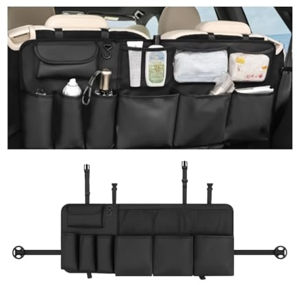 Norkmdi Organizador de maletero de automóvil, tela Oxford, organizador de maletero de gran capacidad, impermeable, para asiento trasero, accesorios de bolsa de almacenamiento interior de automóvil