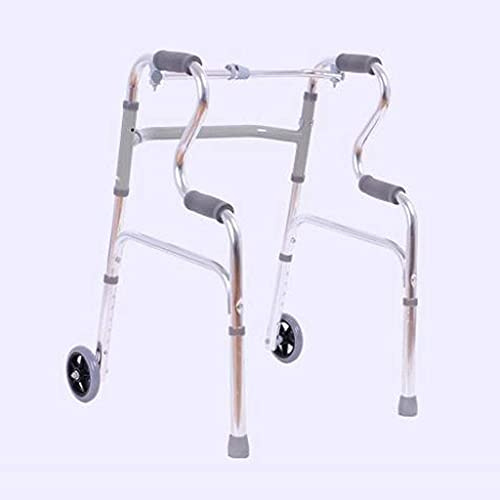 gångram, Gångstativ, Vikbar, Justerbar höjd Halkfri gånghjälp Rehabiliteringsstativ Aluminiumlegering for seniorer Äldre längtar efter(With wheels)