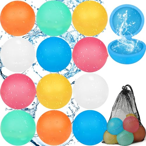 Bombas de agua con cierre automático, 6 unidades de silicona reutilizables para niños y adultos, globos de agua de llenado rápido, juguetes acuáticos al aire libre para piscina, playa y fiesta de